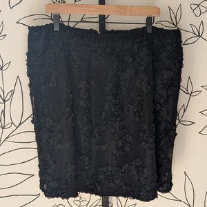 Worthington Black Floral Applique Pleated Skirt - 18W